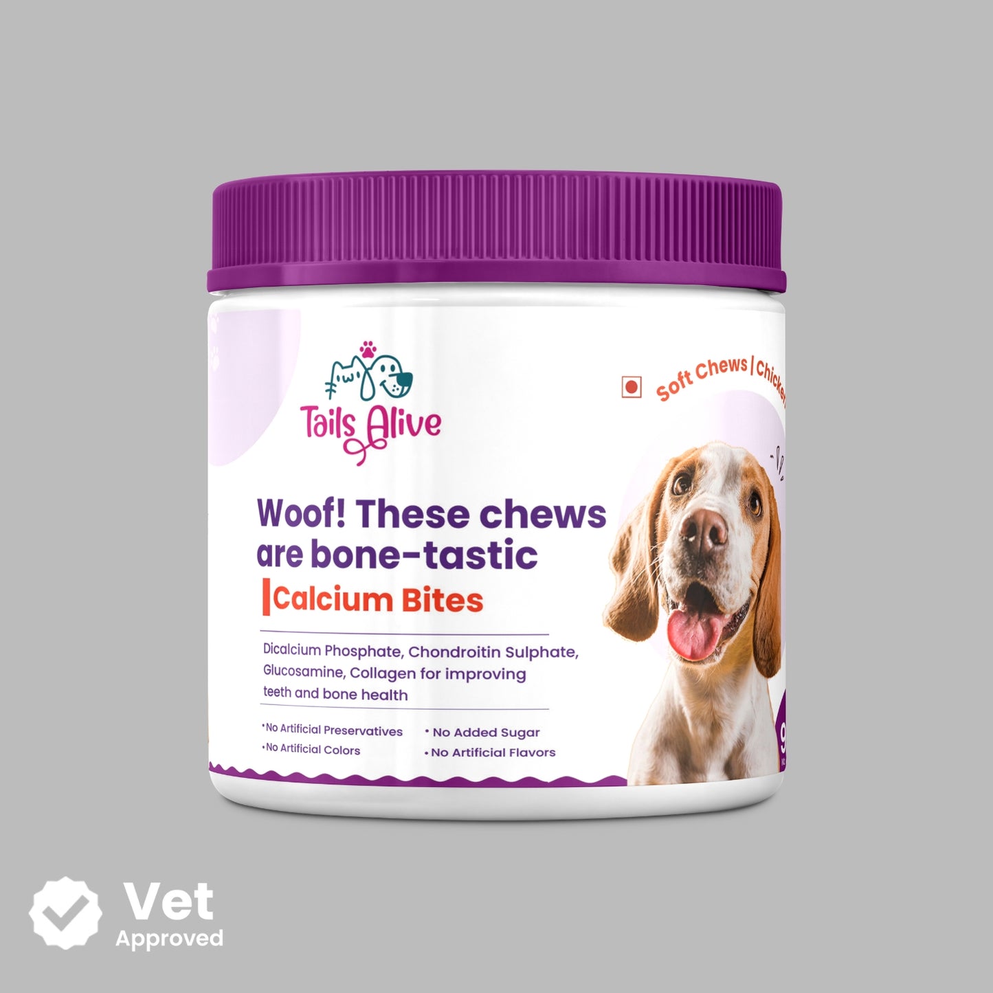 Calcium Soft Chew Supplement for Dogs | Chicken Flavor| For Strong Teeth & Bones