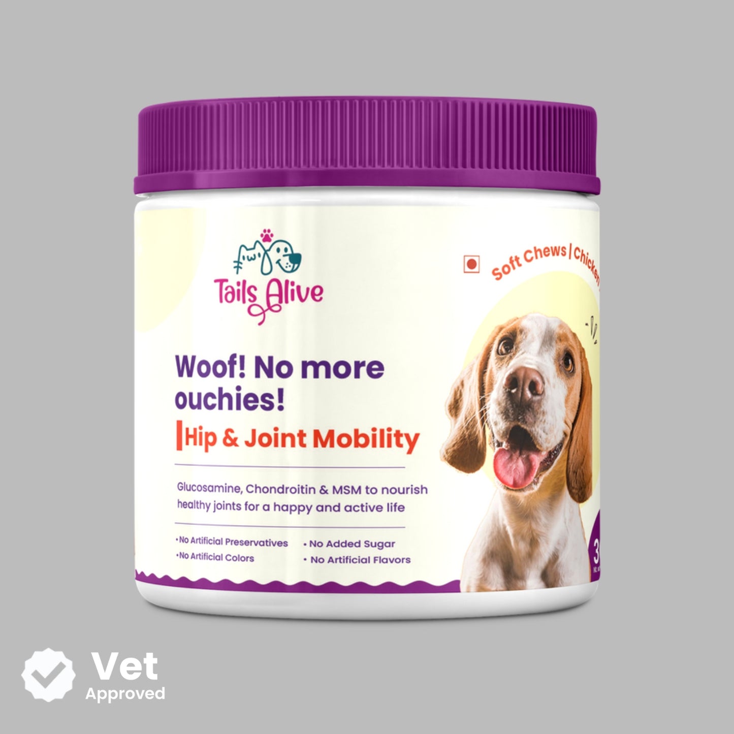Hip & Joint Soft Chew Supplement for Dogs | Chicken Flavor | For Mobility & Flexibility