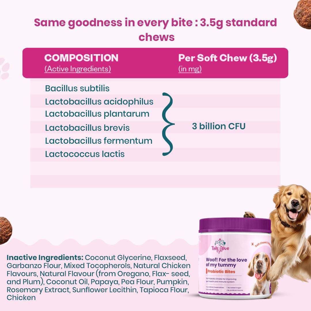 Probiotic Soft Chew Supplement for Dogs | Chicken Flavor | For Gut Health & Digestion