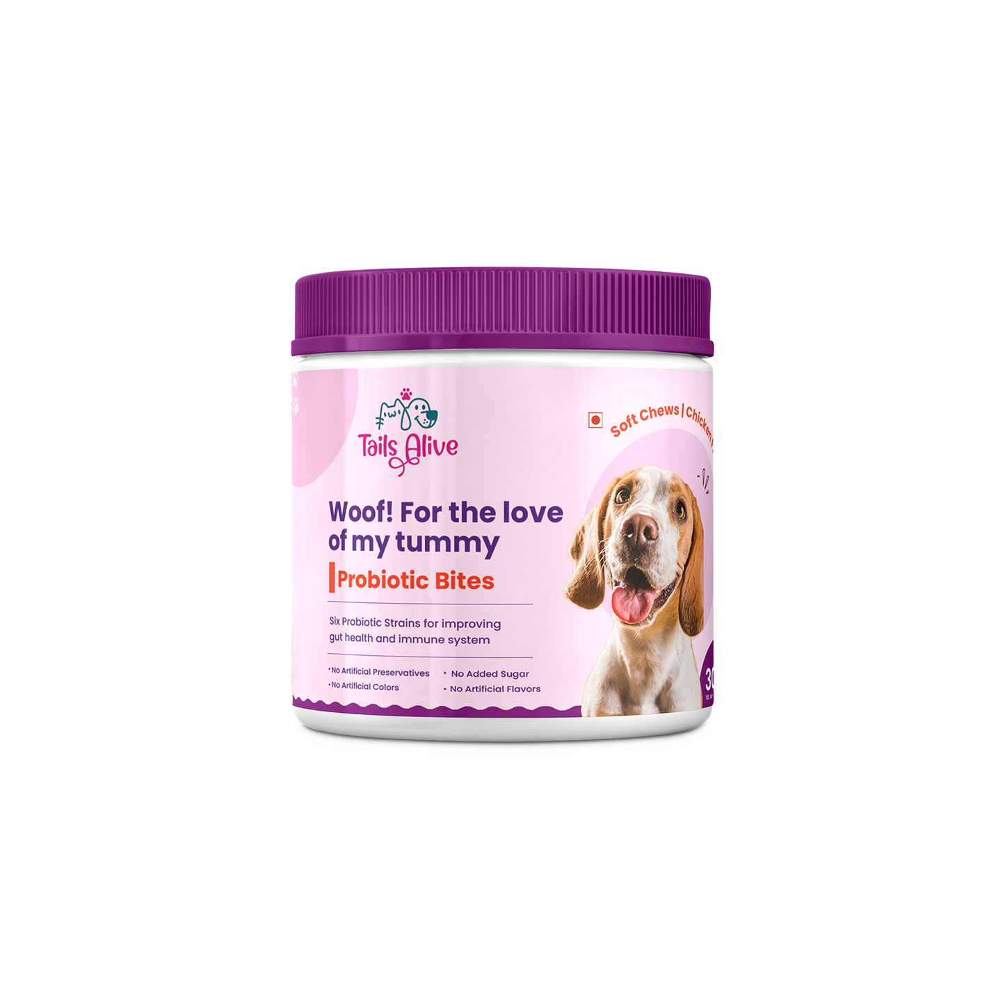 TailsAlive Probiotic Soft Chew Supplement for Dogs |   Chicken Flavor | for Gut Health & Digestion