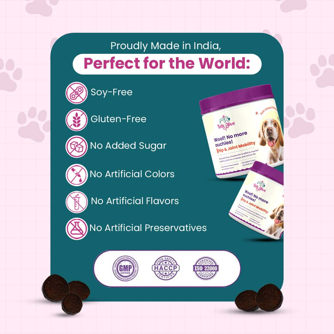 Hip & Joint Soft Chew Supplement for Dogs |   Chicken Flavor | For Mobility & Flexibility