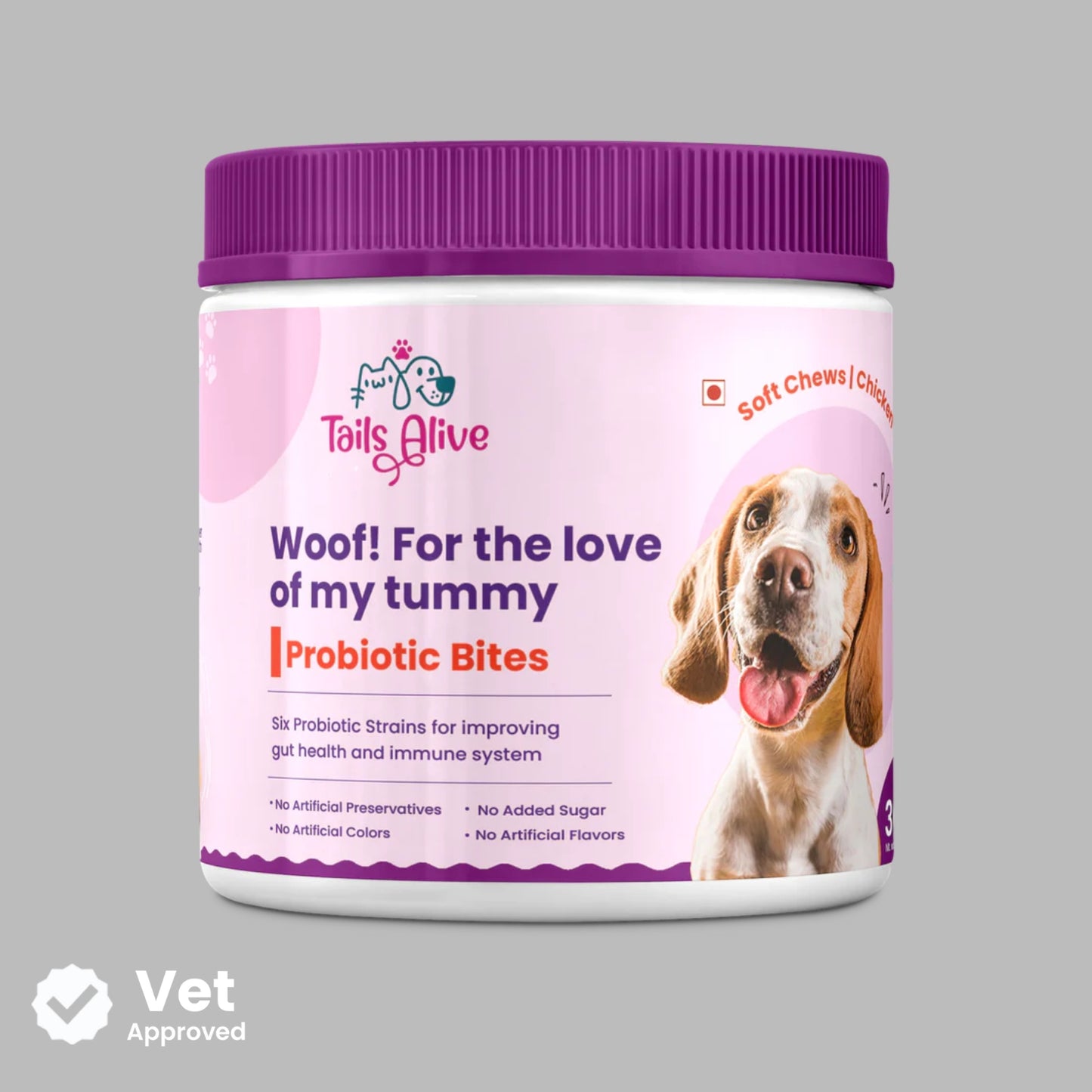 Probiotic Soft Chew Supplement for Dogs | Chicken Flavor | For Gut Health & Digestion