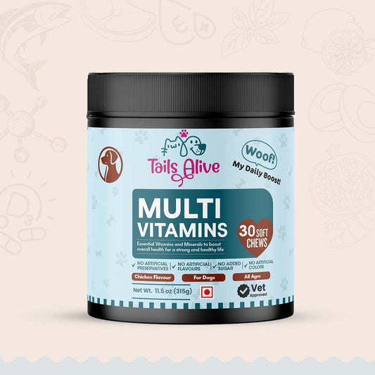 Multivitamin Soft Chews Supplement for Dogs | 15 Essential Vitamins & Minerals | Immunity, Energy & Growth Support | Chicken Flavor